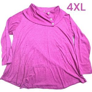 Women’s Plus Unbranded Blouse. 4XL Heather Pink Super Soft Pile Collar Tunic